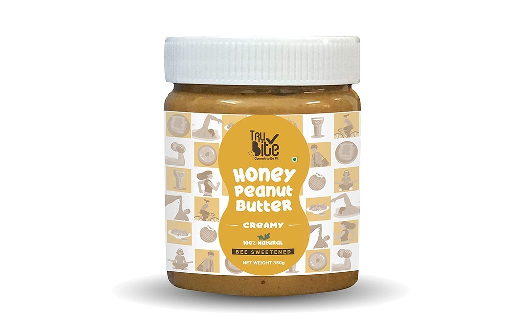 Trubite Honey Peanut Butter Creamy Bee Sweetened   Plastic Jar  350 grams